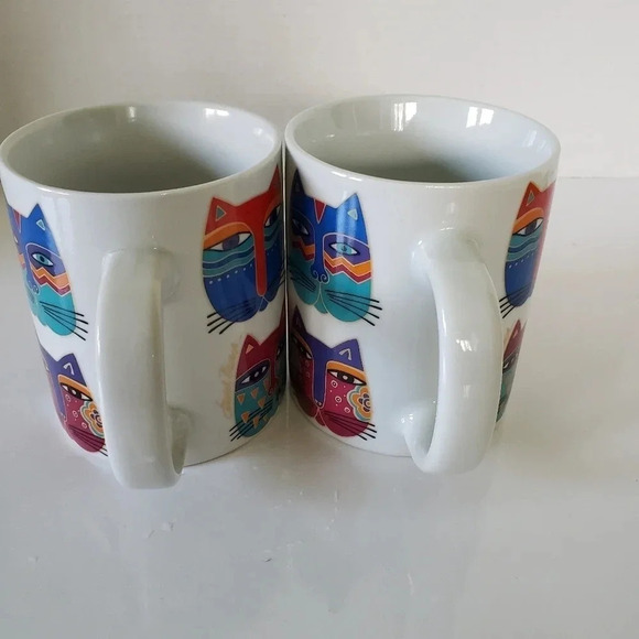 Vintage Laurel Burch 1995 Colorful Cat set of 2  Mugs. - Picture 4 of 8